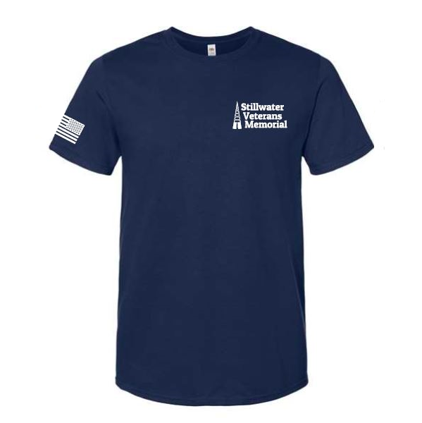 T-Shirt White on Navy Blue